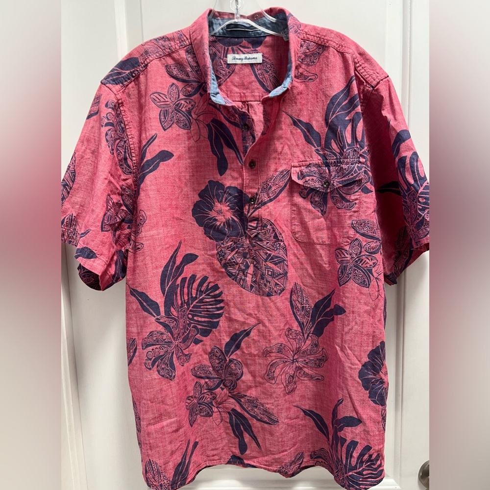 Men's Tatau Fronds Classic Fit Hawaiian Chambray Popover Shirt